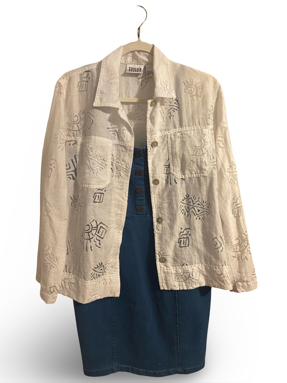 Vintage White Embroidered Button-Front Jacket